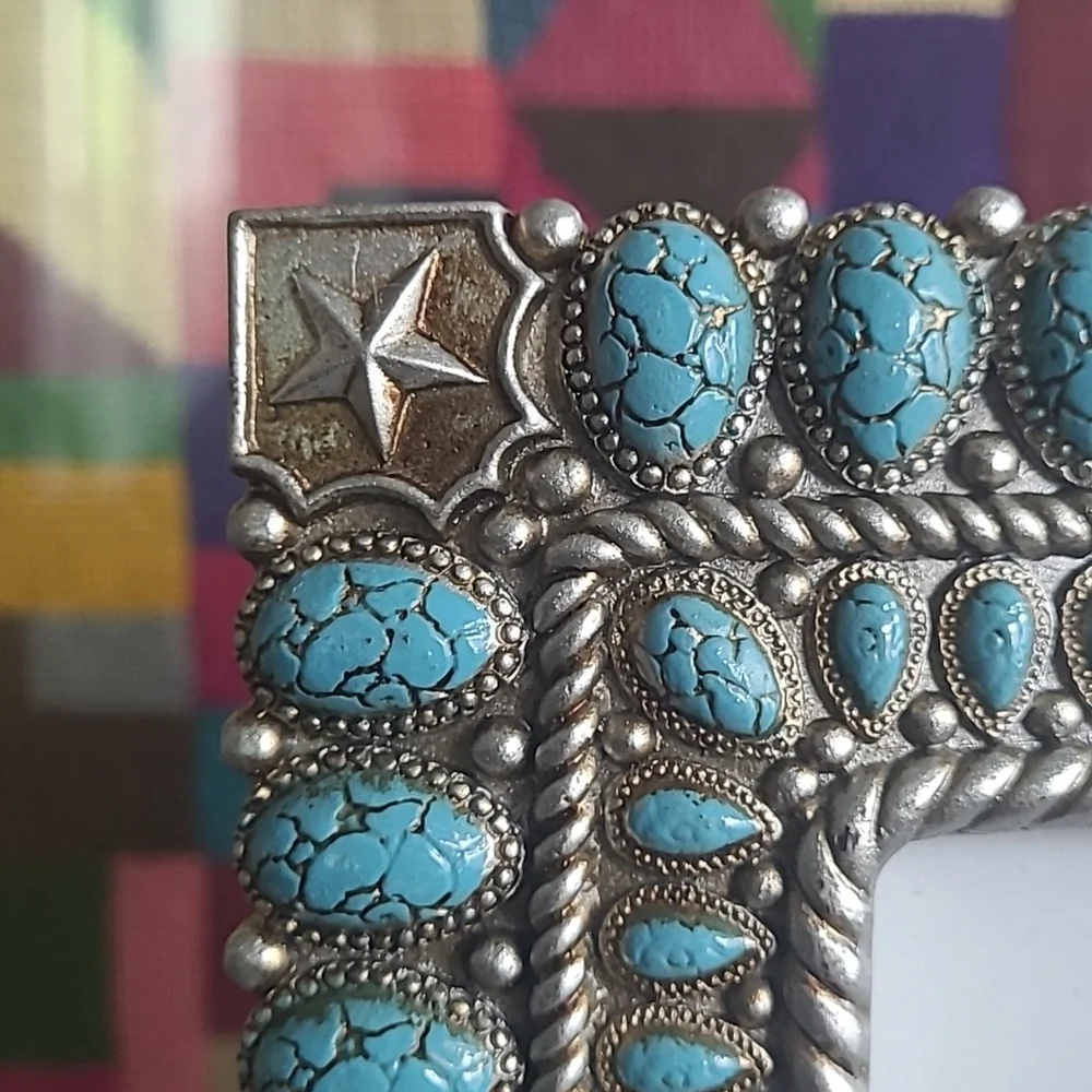 NWT SOUTHWESTERN TURQUOISE AND SILVER PICTURE FRAME - Picture 3 of 5
